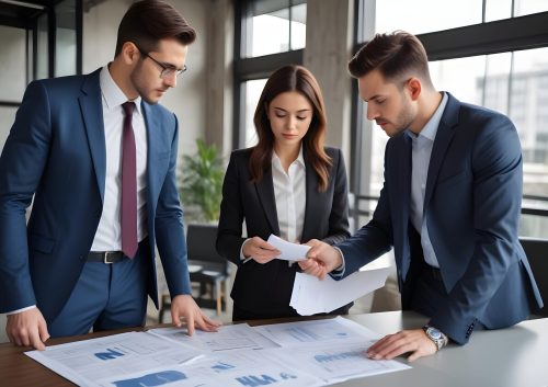 two-business-man-woman-discussing-project